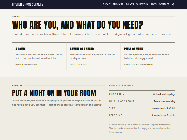 Comedy Producer — Contact template