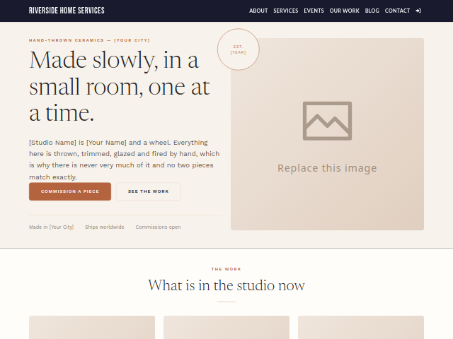 Artisan Maker — Studio & Commissions template